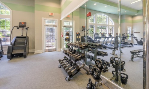 a gym with exercise equipment