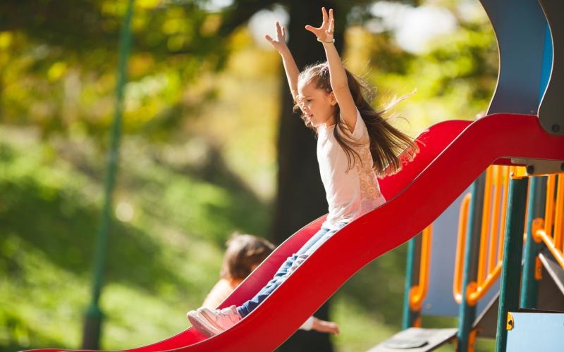 a person on a slide