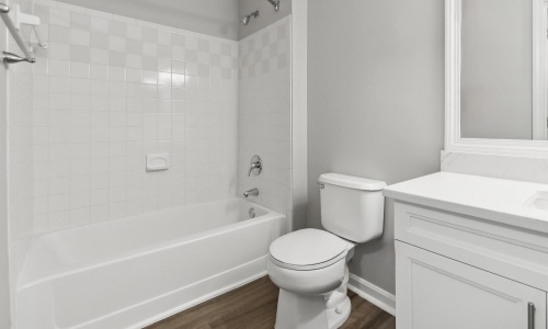 a bathroom with a tub toilet and sink